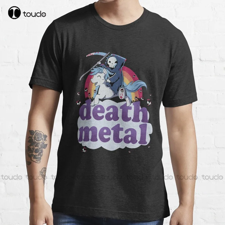 

Death Metal' - The Grim Reaper Riding a Unicorn in Front of a Rainbow Design! New T-Shirt Christmas Gift Xs-5Xl Streetwear