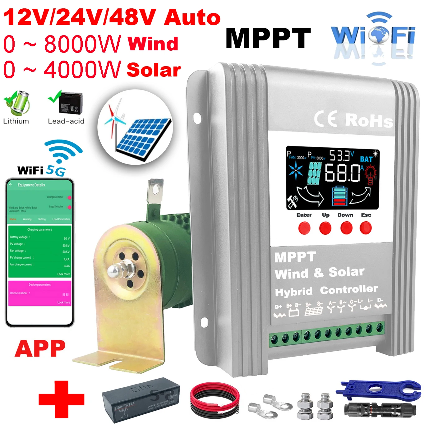 12V 24V 48V 3000W Hybrid Wind Solar Charge Controller MPPT Wind Generator Solar System For Lifepo4 Lithium Lead Acid Battery
12V 24V 48V 3000W Hybrid Wind Solar Charge Controller MPPT Wind Generator Solar System For Lifepo4 Lithium Lead Acid Battery