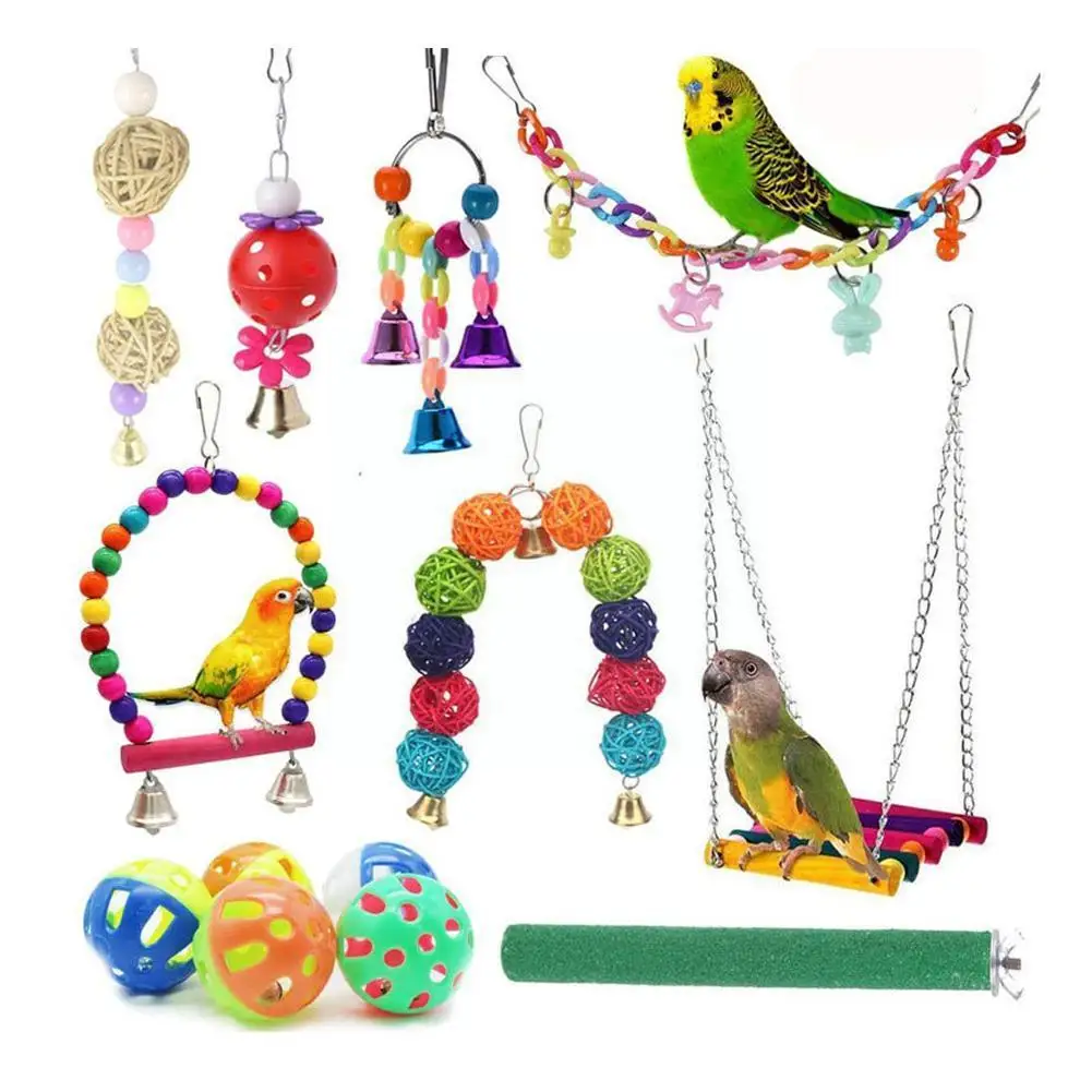 

Combination Parrot Bird Toys Accessories Articles Parrot Bite Pet Bird Toy For Parrot Training Bird Toy Swing Ball Bell Sta R1b9