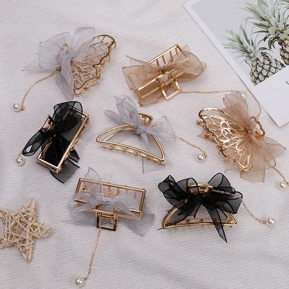 New Bow Ribbon Pearl Pendant Tassel Hair Claws Hair Accessories Metal Grab Clip Hair Clip Shark Clip on the Back of the Head
New Bow Ribbon Pearl Pendant Tassel Hair Claws Hair Accessories Metal Grab Clip Hair Clip Shark Clip on the Back of the Head