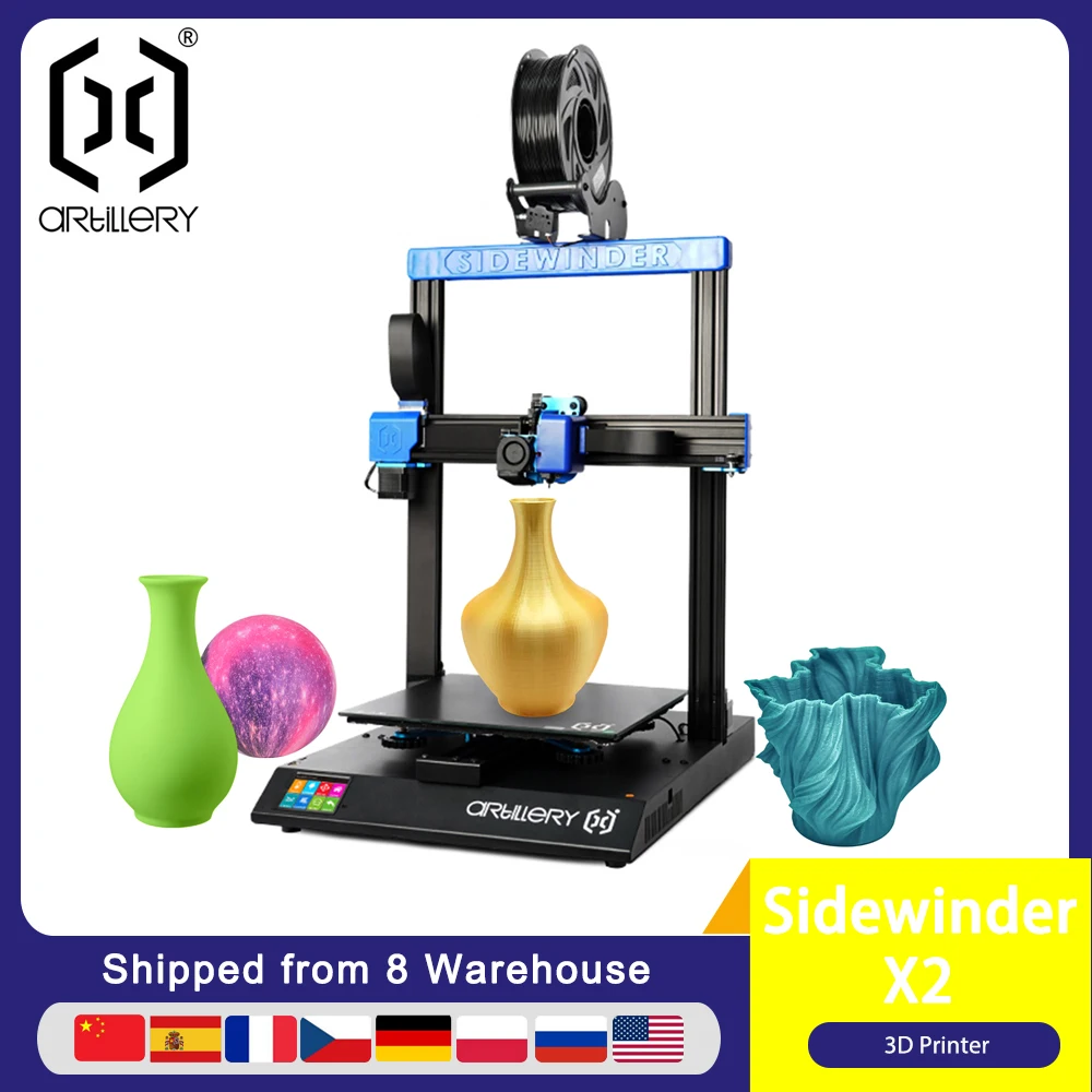 2022 Artillery NEW Sidewinder X2 3D Printer High Precision DIY Kit Large Printing Size 300*300*400mm with 2.8 Inch Color
2022 Artillery NEW Sidewinder X2 3D Printer High Precision DIY Kit Large Printing Size 300*300*400mm with 2.8 Inch Color