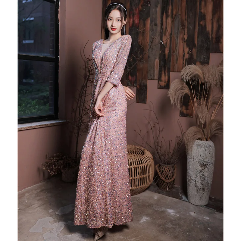 Sequined Evening Dress for Women New Banquet Temperament Long Woman Dresses Party 
Sequined Evening Dress for Women New Banquet Temperament Long Woman Dresses Party
