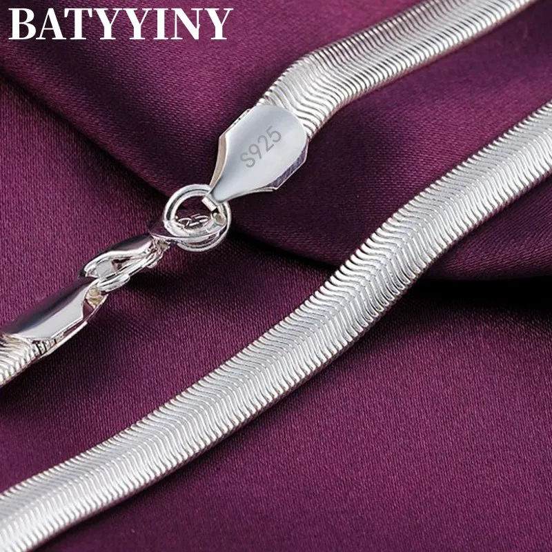 BATYYINY 925 Sterling Silver 16/18/20/22/24 Inch 6MM Flat Snake Chain Necklace For Men And Women Fashion Wedding Jewelry Gift
BATYYINY 925 Sterling Silver 16/18/20/22/24 Inch 6MM Flat Snake Chain Necklace For Men And Women Fashion Wedding Jewelry Gift
