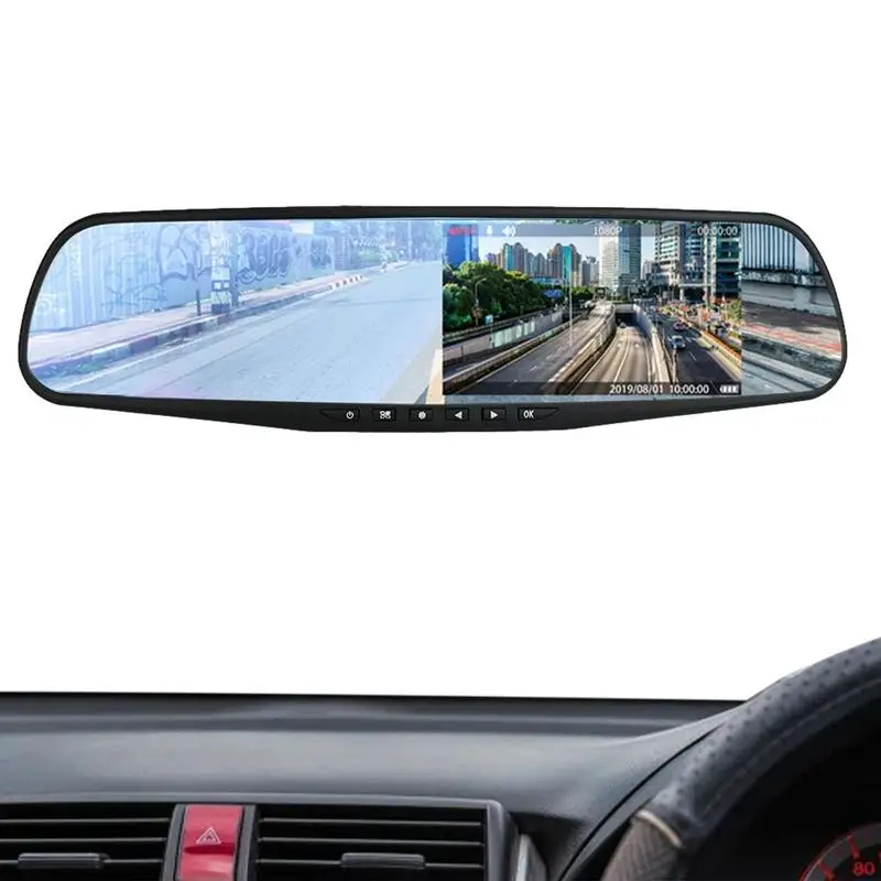 Rearview Mirror Backup Camera High-Definition 1080P Mirror Dash Cam With Dual Cameras Dual Lens Wide Angle Car Recording Camera
Rearview Mirror Backup Camera High-Definition 1080P Mirror Dash Cam With Dual Cameras Dual Lens Wide Angle Car Recording Camera