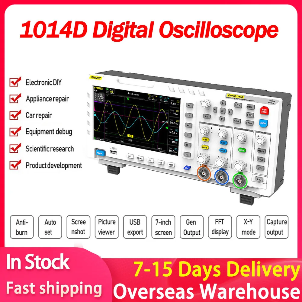 FNIRSI 1014D Digital Oscilloscope Dual Channel Input Signal Generator Digital Multifunction Oscilloscope 1GSa/S Sampling Rate
FNIRSI 1014D Digital Oscilloscope Dual Channel Input Signal Generator Digital Multifunction Oscilloscope 1GSa/S Sampling Rate