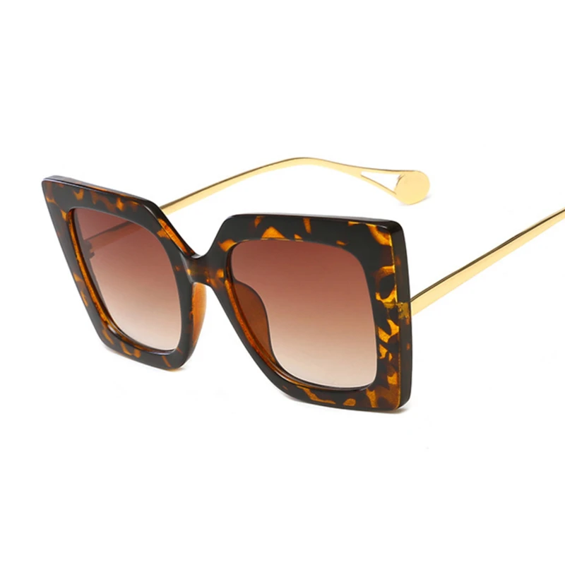 

Очки солнцезащитные женские квадратные с леопардовым принтом, пикантные винтажные Роскошные брендовые дизайнерские модные градиентные солнечные очки в большой оправе