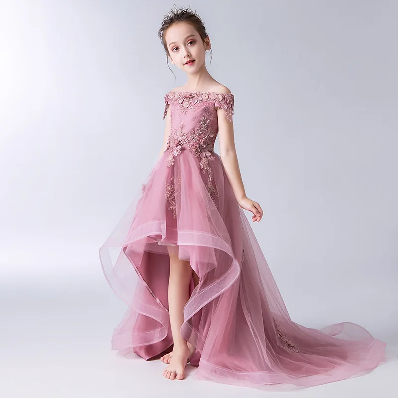 

High Grade Pink Girls' Princess Skirt, Puffy Gauze, Children'S Walk Show, Girls' Tail, Little Host'S Piano Performance Clothes