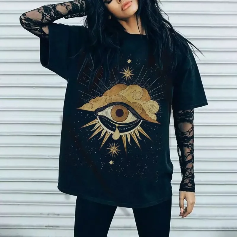 Eyes Print Vintage Oversized T Shirt Women Black Top Harajuku Shirt Crewneck Short Sleeve Casual Tshirt Summer 2021 New Clothing
Eyes Print Vintage Oversized T Shirt Women Black Top Harajuku Shirt Crewneck Short Sleeve Casual Tshirt Summer 2021 New Clothing