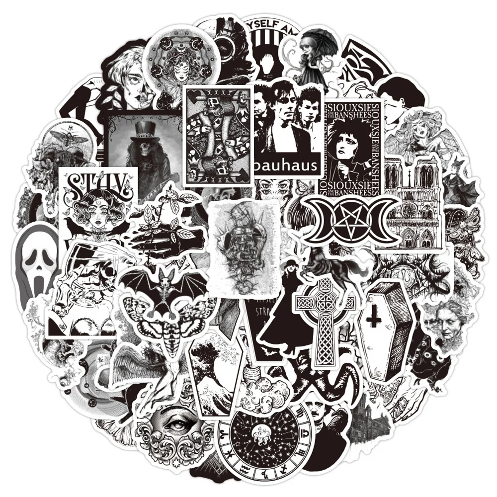 Стикеры черно-белые водостойкие в стиле панк, 10/30/50 шт. 
Стикеры черно-белые водостойкие в стиле панк, 10/30/50 шт.