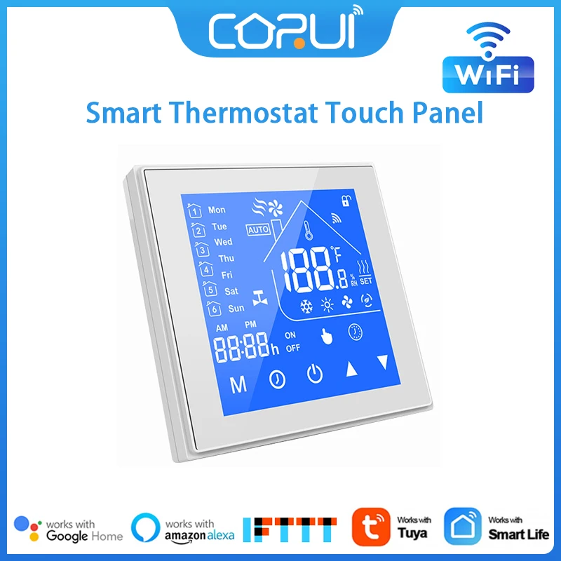 CoRui WiFi Smart Thermostat Touch Panel For Heating Gas Water Heater Electric Floor Temperature Controller Support Voice/APP
CoRui WiFi Smart Thermostat Touch Panel For Heating Gas Water Heater Electric Floor Temperature Controller Support Voice/APP