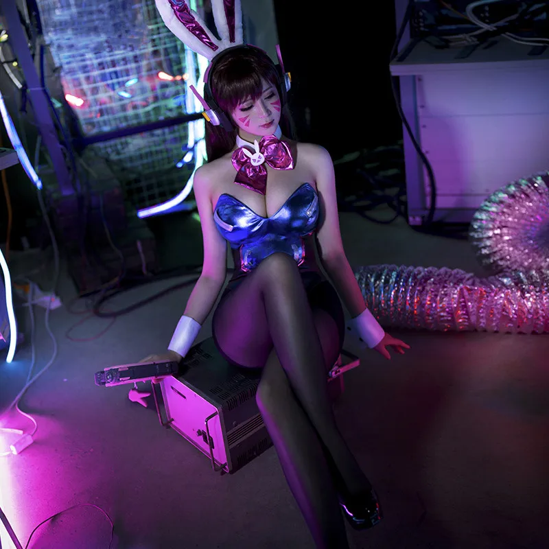 

Game OW DVA Cosplay Sexy Bunny Girl Jumpsuit Song hana D.VA Cosplay Costume Halloween Women Romper Jumpsuit