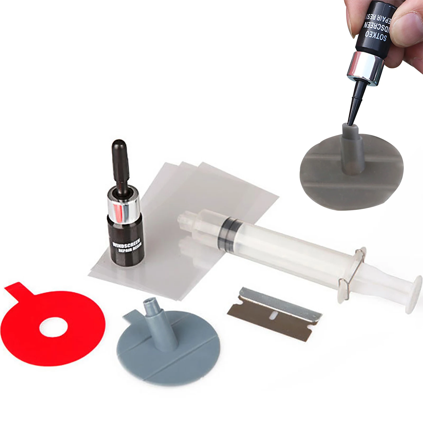 Auto Windshield Glass Repair Tool Set Car Glass Repairing Resin For Windscreen Chip Scratches Bull-Eye Star Shape Half-Moon
Auto Windshield Glass Repair Tool Set Car Glass Repairing Resin For Windscreen Chip Scratches Bull-Eye Star Shape Half-Moon