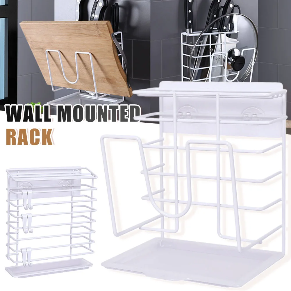 

Wall Mounted Kitchen Shelf Racks Home Stainless Steel Punch Free Kitchen Shelf Chopping Board Storage Supplies Tool Holder