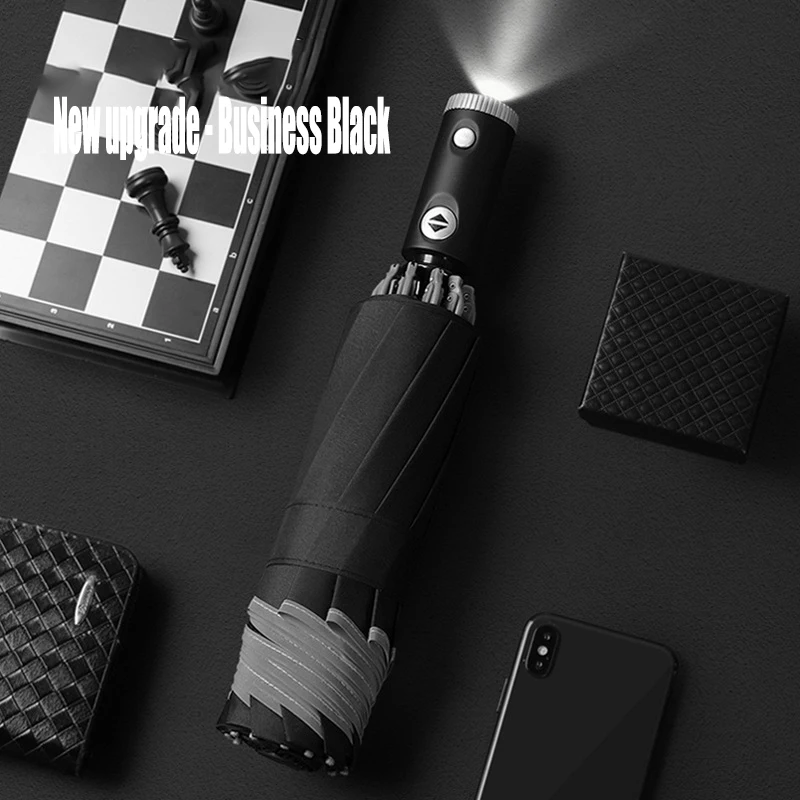 10 Rib Fully Automatic Folding Reverse Umbrella Reflective Bar Increase Windproof Three Fold Business Umbrella
10 Rib Fully Automatic Folding Reverse Umbrella Reflective Bar Increase Windproof Three Fold Business Umbrella