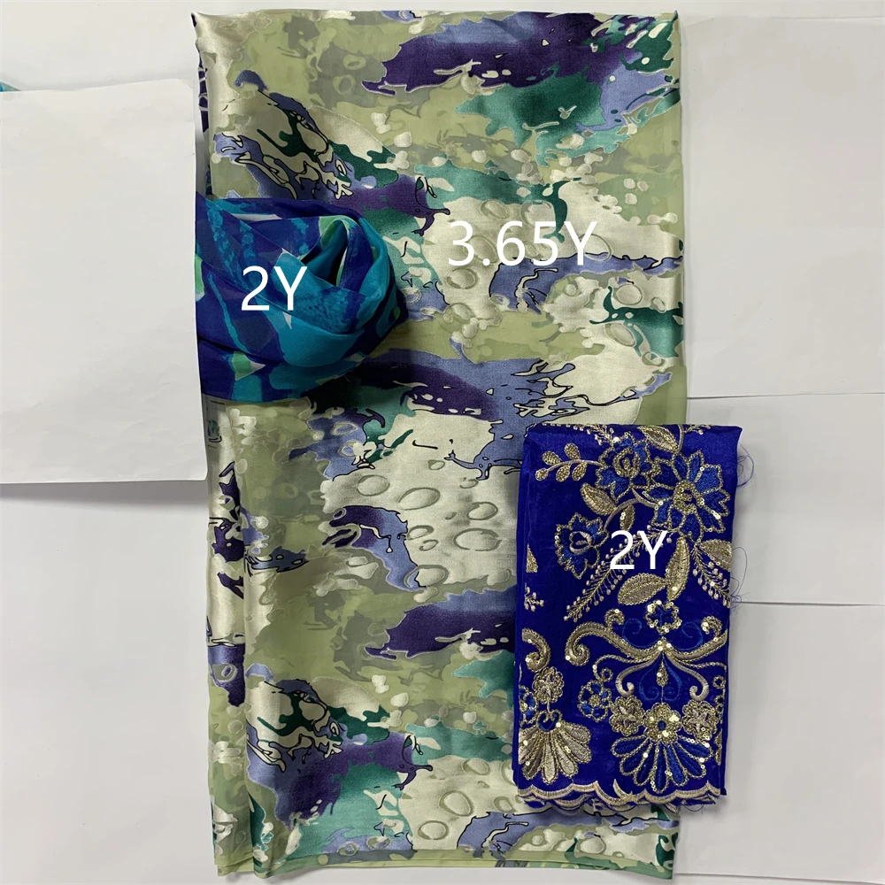 3PC Set African Nigerian Imitated Silk Fabric Somali And Scarf And George Lace Fabric For Women Dress 2+3.65+2 Yards
3PC Set African Nigerian Imitated Silk Fabric Somali And Scarf And George Lace Fabric For Women Dress 2+3.65+2 Yards