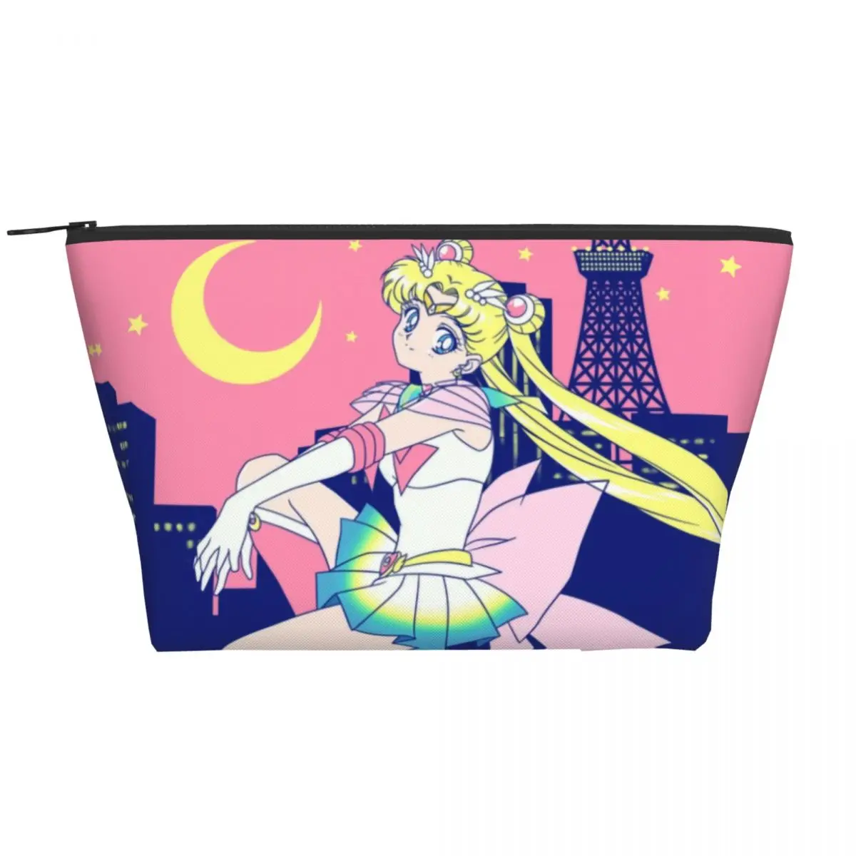 

Sailors Moon Girl Cosmetic Bag Women Cute Large Capacity Tokyo City Lights Makeup Case Beauty Storage Toiletry Bags