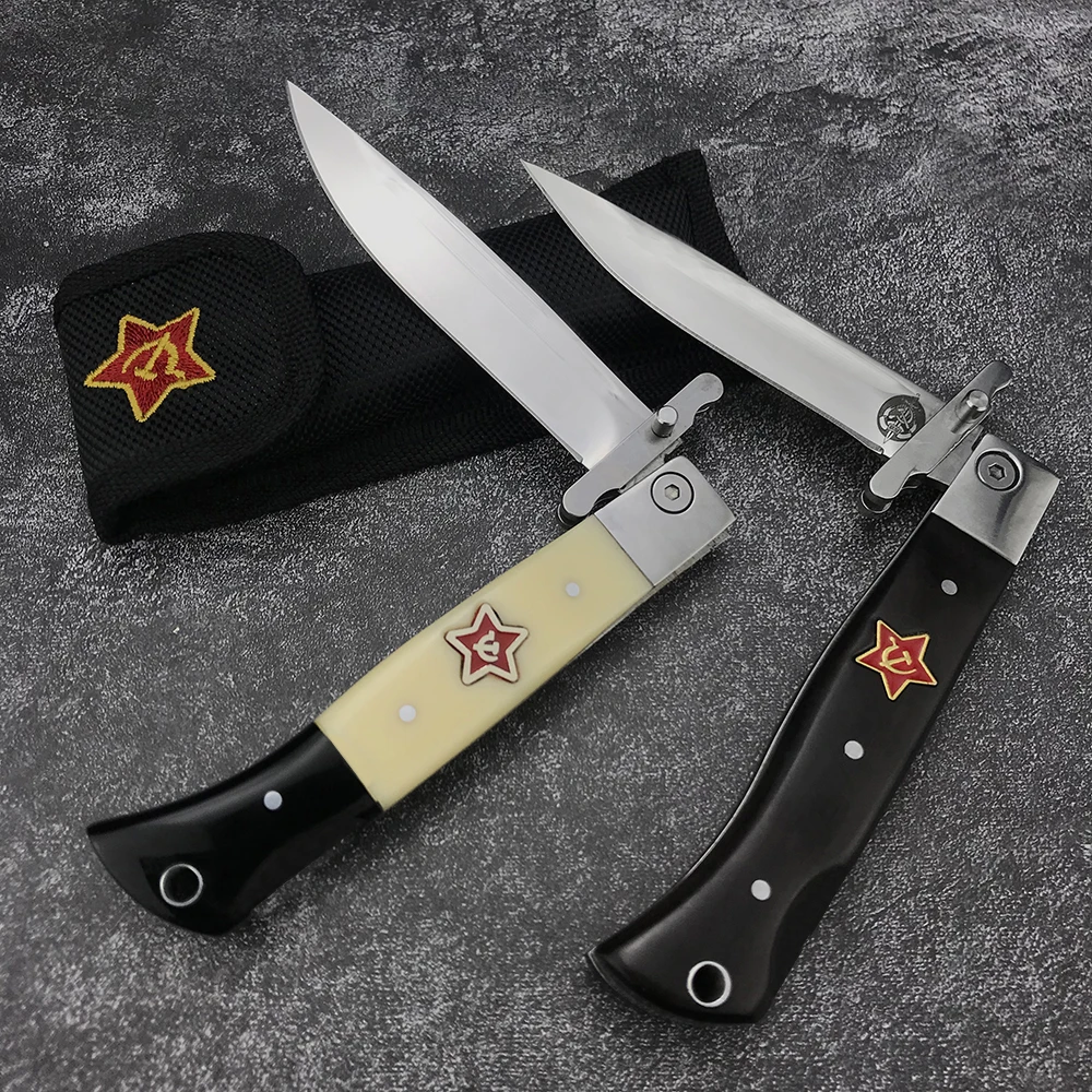 Russian Finka NKVD KGB Folding Knife Outdoor Survival Tool 440C Blade Resin/ Ebony Handle EDC Pocket Knife Camping Tactical 
Russian Finka NKVD KGB Folding Knife Outdoor Survival Tool 440C Blade Resin/ Ebony Handle EDC Pocket Knife Camping Tactical
