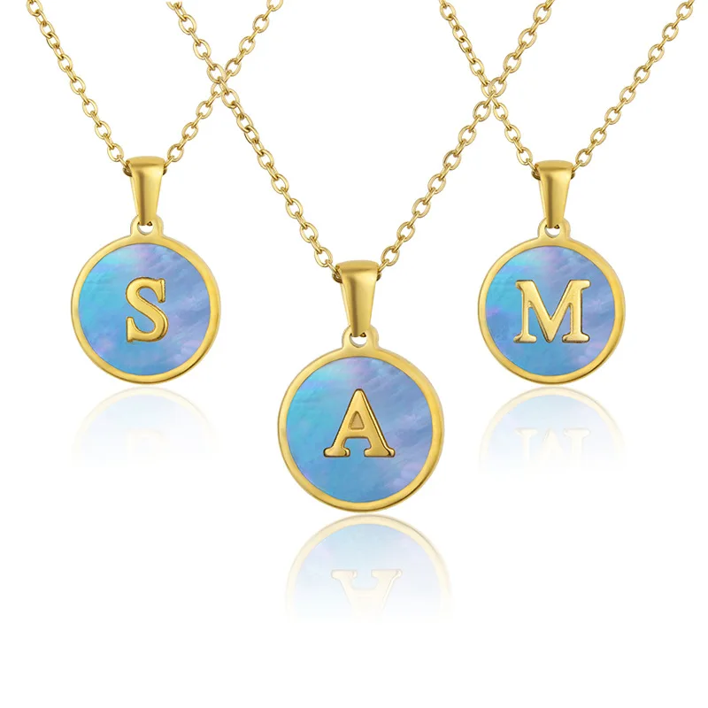 Minar Simple Round Blue Shell 26 Letters Pendant Necklace for Women Femme Stainless Steel Golden Choker Necklaces Birthday Gift
Minar Simple Round Blue Shell 26 Letters Pendant Necklace for Women Femme Stainless Steel Golden Choker Necklaces Birthday Gift