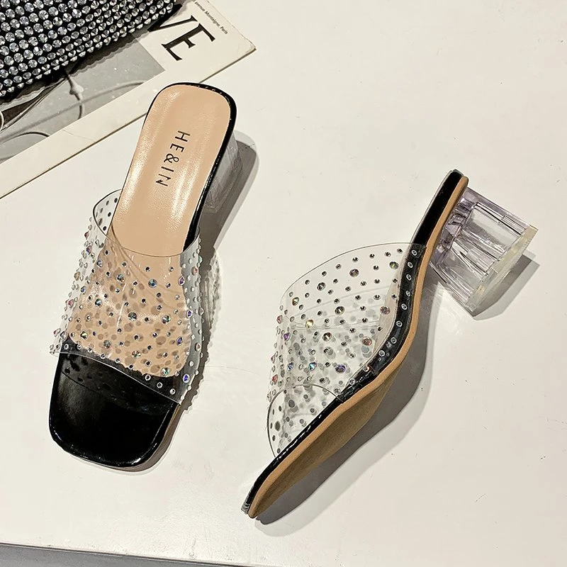 Summer Women Slippers Fashion Rhinestone Transparent sandals Women Sexy High Heels Square Toe Ladies Shoes Women slippers size45
Summer Women Slippers Fashion Rhinestone Transparent sandals Women Sexy High Heels Square Toe Ladies Shoes Women slippers size45
