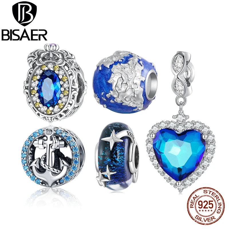 BISAER 925 Sterling Silver Blue Heart Charm Round Globe Beads Zircon Pendant Plated Platinum Fit Women DIY Bracelet Fine Jewelry
BISAER 925 Sterling Silver Blue Heart Charm Round Globe Beads Zircon Pendant Plated Platinum Fit Women DIY Bracelet Fine Jewelry