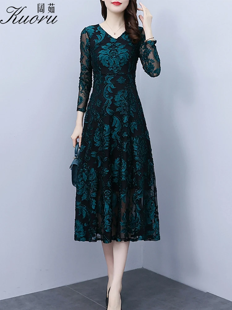Women Autumn Green Lace Midi Dress Vintage Casual Clothes For Party Red Long Sleeve Bodycon Robe Fashion Elegant Evening Dresses
Women Autumn Green Lace Midi Dress Vintage Casual Clothes For Party Red Long Sleeve Bodycon Robe Fashion Elegant Evening Dresses