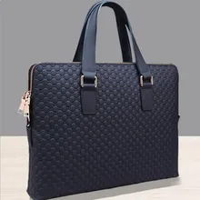Genuine Leather Men And Women Handbags Business Briefcase Ladies Shoulder Diagonal Blue/Black 14