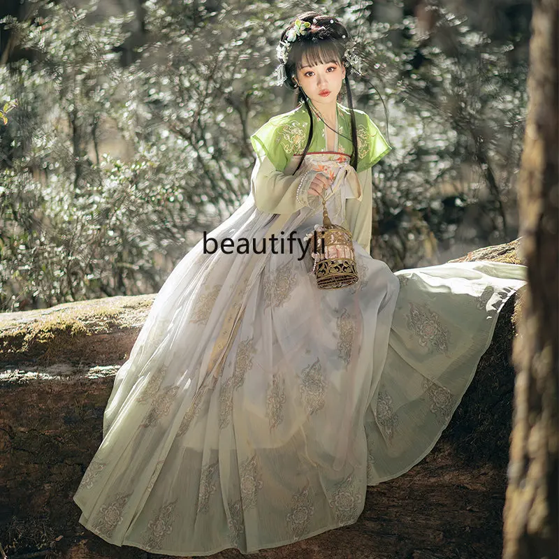 yj Tang Women's Han Chinese Clothing Summer Embroidery Half Sleeve Chest Printing Gradient Dress Fairy Flowing 3-Piece Set
yj Tang Women's Han Chinese Clothing Summer Embroidery Half Sleeve Chest Printing Gradient Dress Fairy Flowing 3-Piece Set