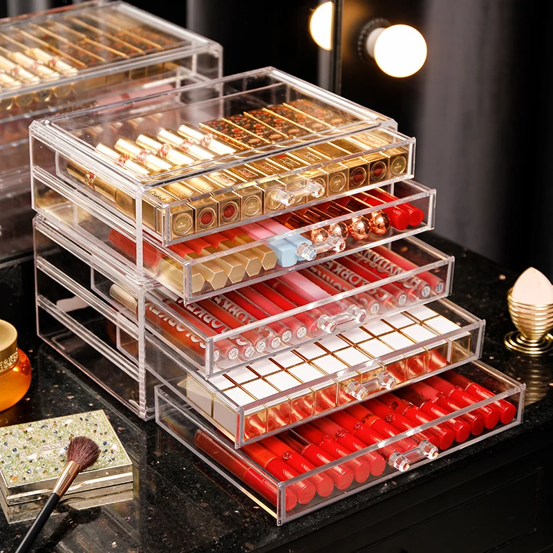 

Lipstick Storage Drawer Make Up Organizer Lip Gloss Storage Rack Bathroom Storage Box Dressing Table Cosmetic Lipstick Holder