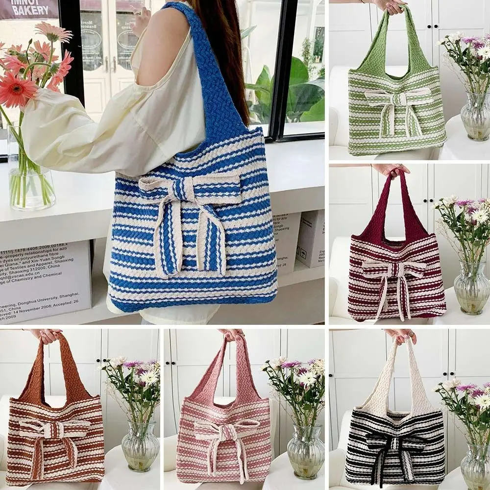 Cute Bowknot Shoulder Bag Casual Knitted Reusable Tote Bags Large Capacity Shopping Bags Women Girls
Cute Bowknot Shoulder Bag Casual Knitted Reusable Tote Bags Large Capacity Shopping Bags Women Girls