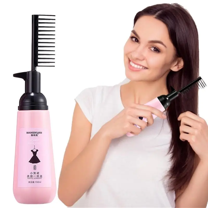 

Gloss Hair Cream 2-in-1 Hair Straightening Cream With A Built-in Styling Comb Silk Hair Cream For Curly Hair Light Suitable For