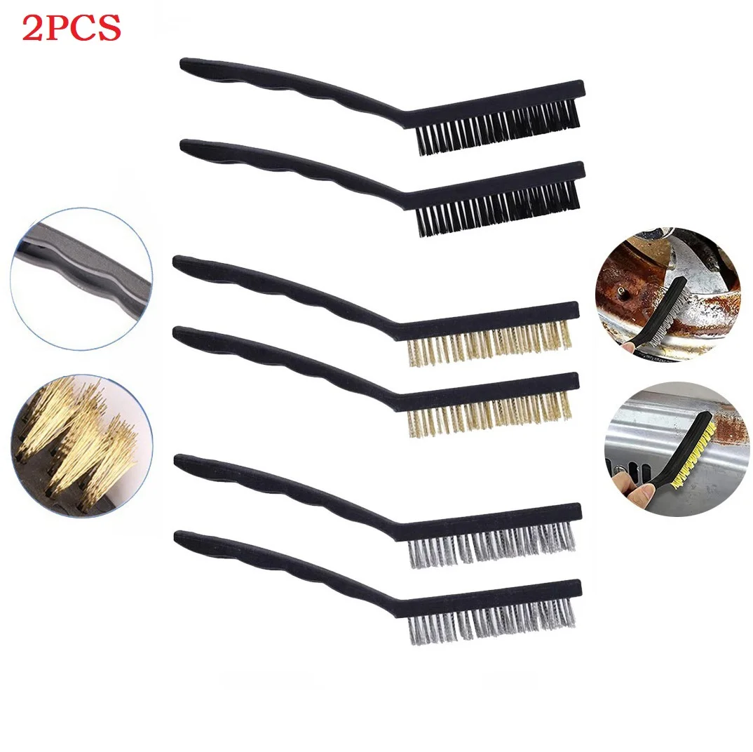 2PCS Wire Brush Remove Rust Brush Brass Nylon Steel Brush Metal Wire Burring Cleaning Polishing Hand Tools
2PCS Wire Brush Remove Rust Brush Brass Nylon Steel Brush Metal Wire Burring Cleaning Polishing Hand Tools