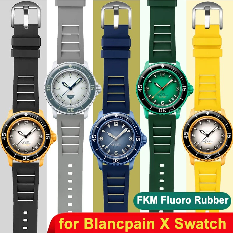 FKM Fluoro Rubber Strap for Blancpain X Swatch Fifty Fathoms Joint Five Oceans Watch Band Diving Quick Release Bracelet 22mm
FKM Fluoro Rubber Strap for Blancpain X Swatch Fifty Fathoms Joint Five Oceans Watch Band Diving Quick Release Bracelet 22mm
