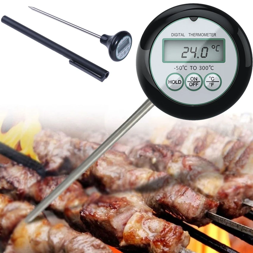 

Stainless Steel Instant Read BBQ Probe With Clip Household Liquid Candy Meat Thermometers Digital Food Thermometer