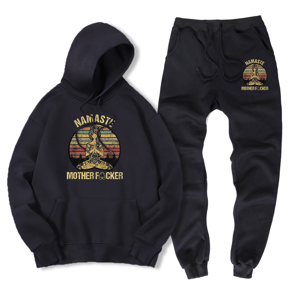 Yoga Retro Namaste Mother Fcker Hoody + Pant Men O-Neck Casual 2 Piece Set Warm Loose Sweatshirt + Sweatpant Winter Sportswear
Yoga Retro Namaste Mother Fcker Hoody + Pant Men O-Neck Casual 2 Piece Set Warm Loose Sweatshirt + Sweatpant Winter Sportswear