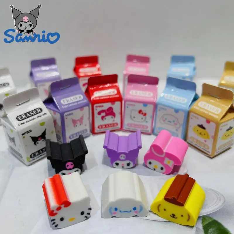 

2023 New Sanrio 9/36pcs Eraser Cinnamoroll Kuromi Melody Boxed Cartoon Kawaii Stationery Clean Eraser School Students Gifts