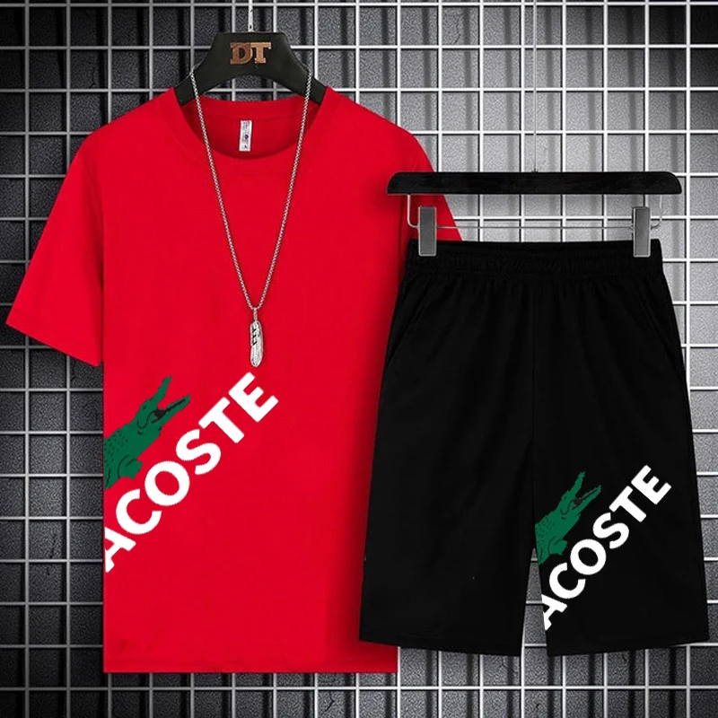 Summer men's short-sleeved shorts suit mesh O-neck sportswear brand running fitness suit new T-shirt training suit 
Summer men's short-sleeved shorts suit mesh O-neck sportswear brand running fitness suit new T-shirt training suit