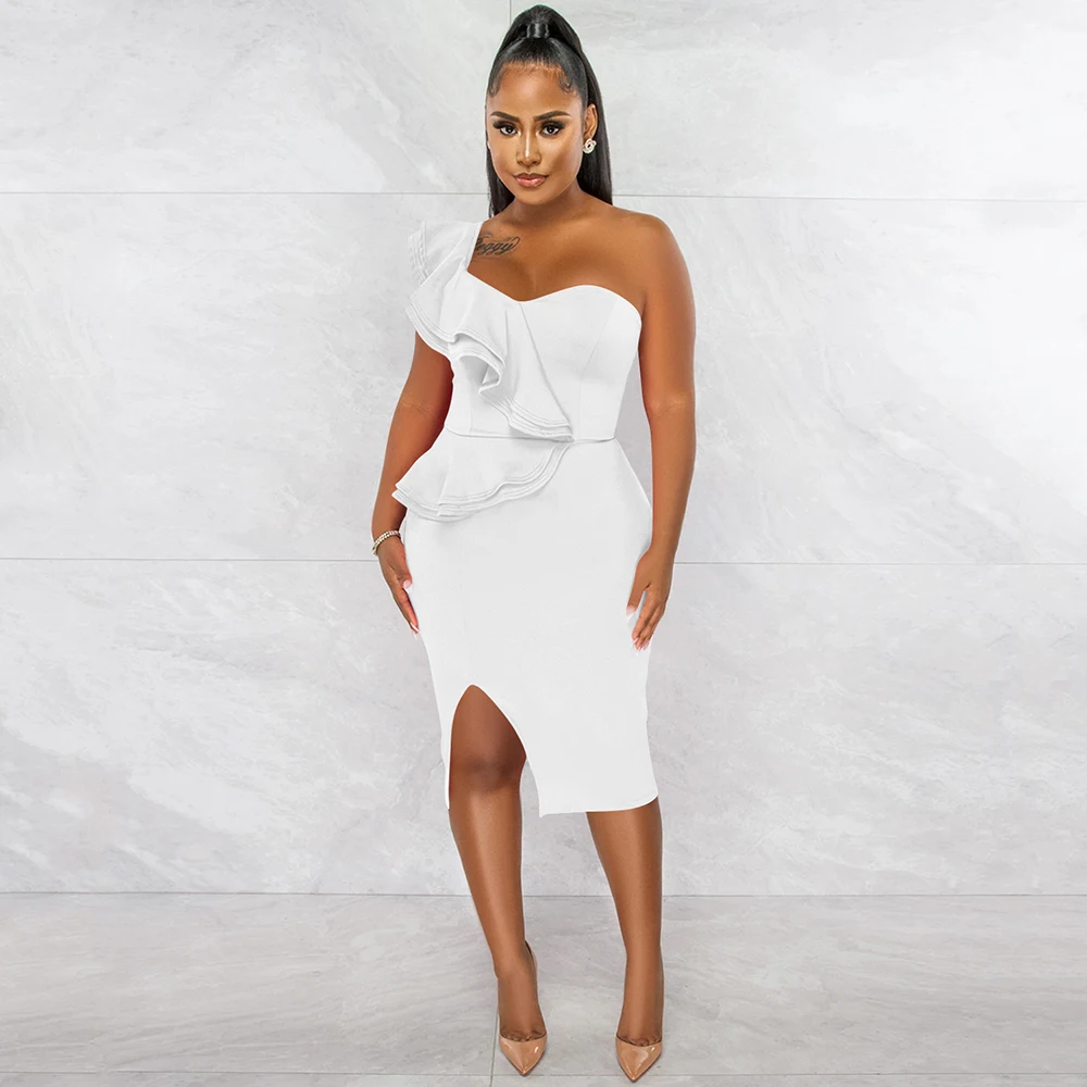 African Dresses Women Ruffles Unilateral Sleeve Off Shoulder Slit Short Dress Party Casual Elegant Patchwork Fashion Outfits 
African Dresses Women Ruffles Unilateral Sleeve Off Shoulder Slit Short Dress Party Casual Elegant Patchwork Fashion Outfits