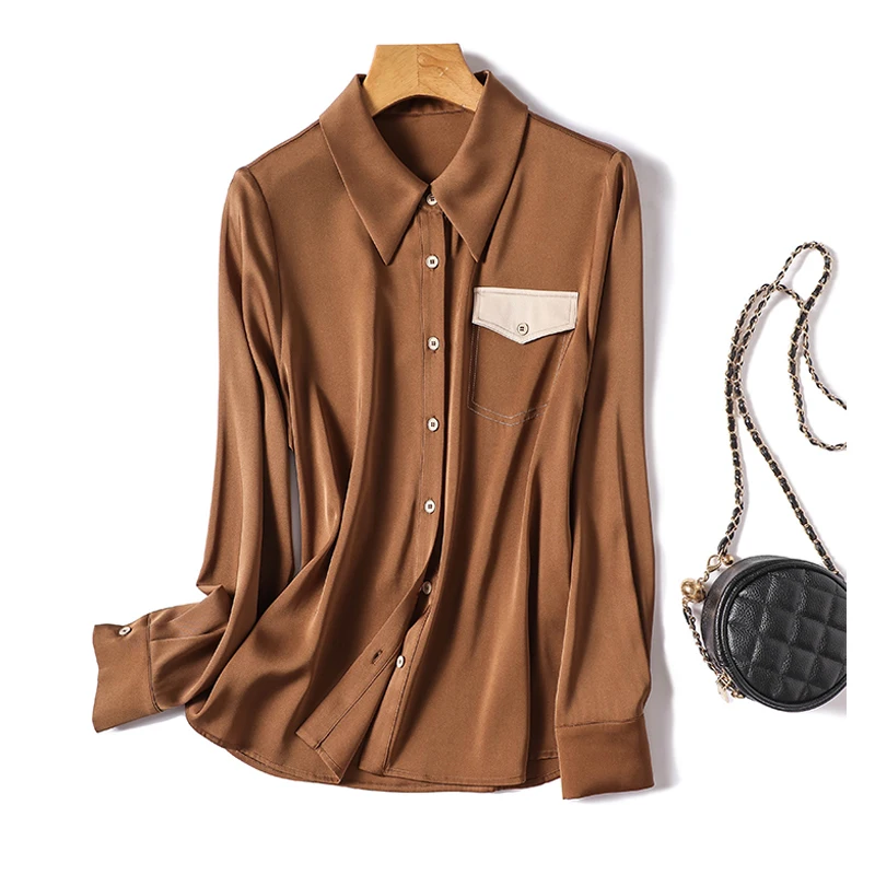 Turn Down Collar Elegant Silk Blouse Women Vintage Long Sleeve Satin Shirt Woman Brown Spring Office Tops Female Blusas 24394
Turn Down Collar Elegant Silk Blouse Women Vintage Long Sleeve Satin Shirt Woman Brown Spring Office Tops Female Blusas 24394