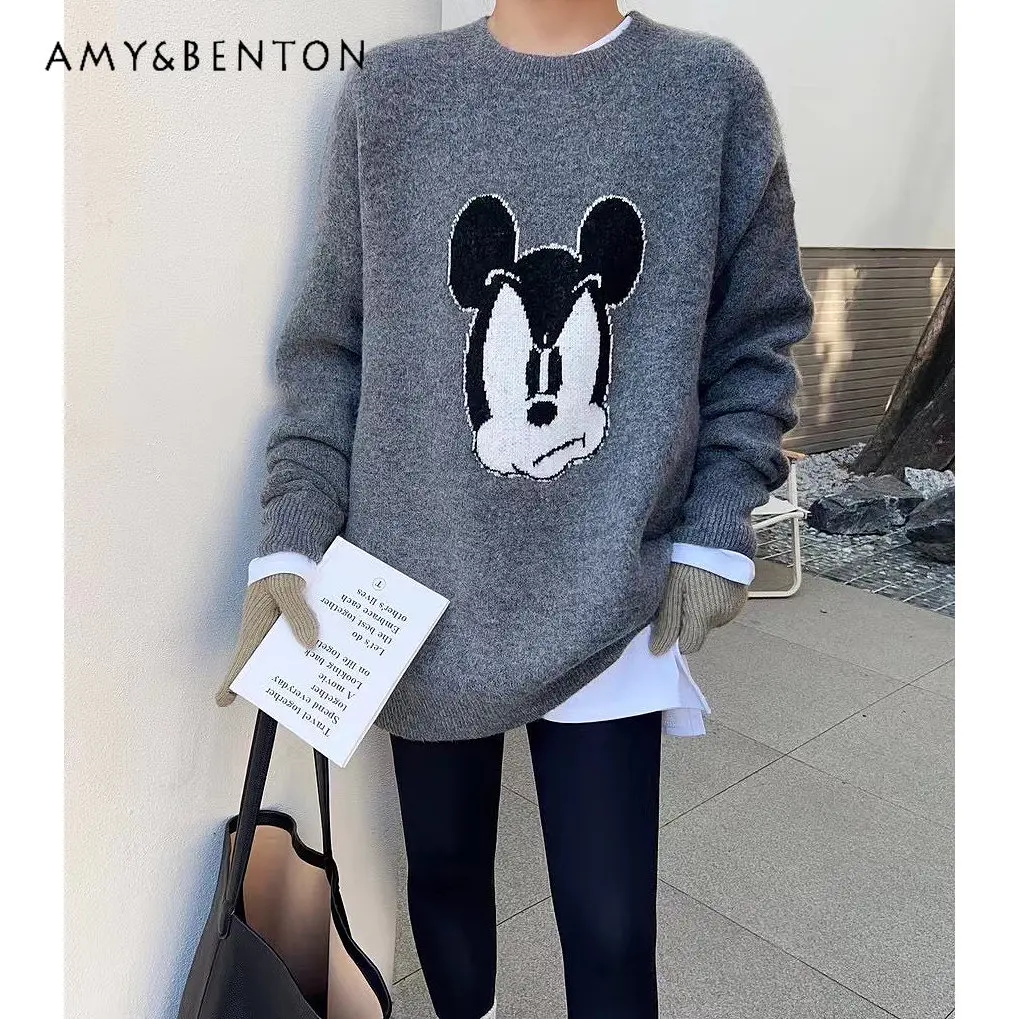 Women's Loose Casual Pullover Round Neck Cartoon Pattern Velvet Sweater Top Thick Pullover for Ladies Slimming Autumn and Winter
Women's Loose Casual Pullover Round Neck Cartoon Pattern Velvet Sweater Top Thick Pullover for Ladies Slimming Autumn and Winter