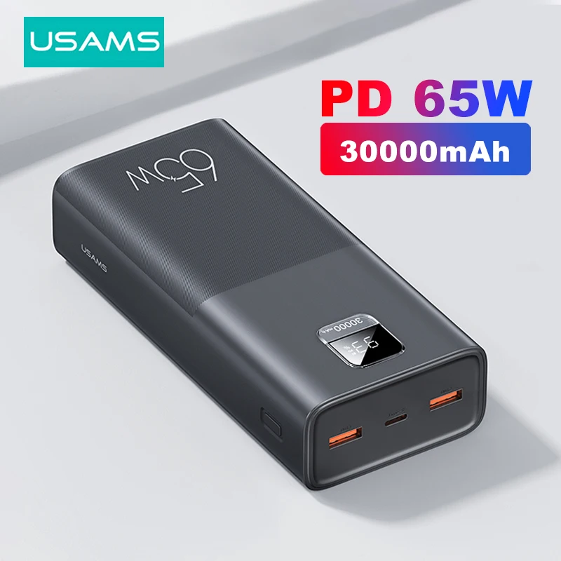 USAMS 65W Power Bank 30000mAh PD Quick Charge SCP Powerbank Portable External Battery Charger For Phone Laptop Tablet
USAMS 65W Power Bank 30000mAh PD Quick Charge SCP Powerbank Portable External Battery Charger For Phone Laptop Tablet