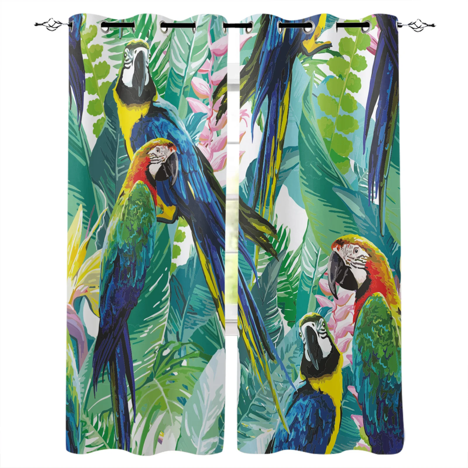 

Tropical Jungle Parrot Green Plants Blackout Curtains Window Curtains For Bedroom Living Room Decor Window Treatments