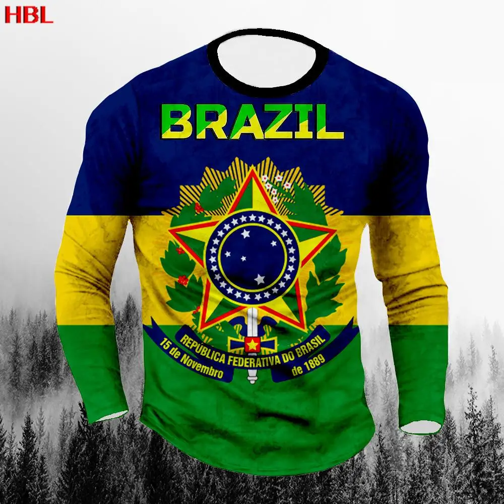 Five Star Brazilian Men's T-Shirt Long Sleeve Brazilian Flag Print New Spring And Autumn Street Yuansu Sports Fashion Retro
Five Star Brazilian Men's T-Shirt Long Sleeve Brazilian Flag Print New Spring And Autumn Street Yuansu Sports Fashion Retro