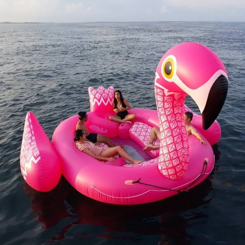 

New Custom Huge Unicorn party island 6 person float in water outdoor 500*420cm inflatable floating island for sale