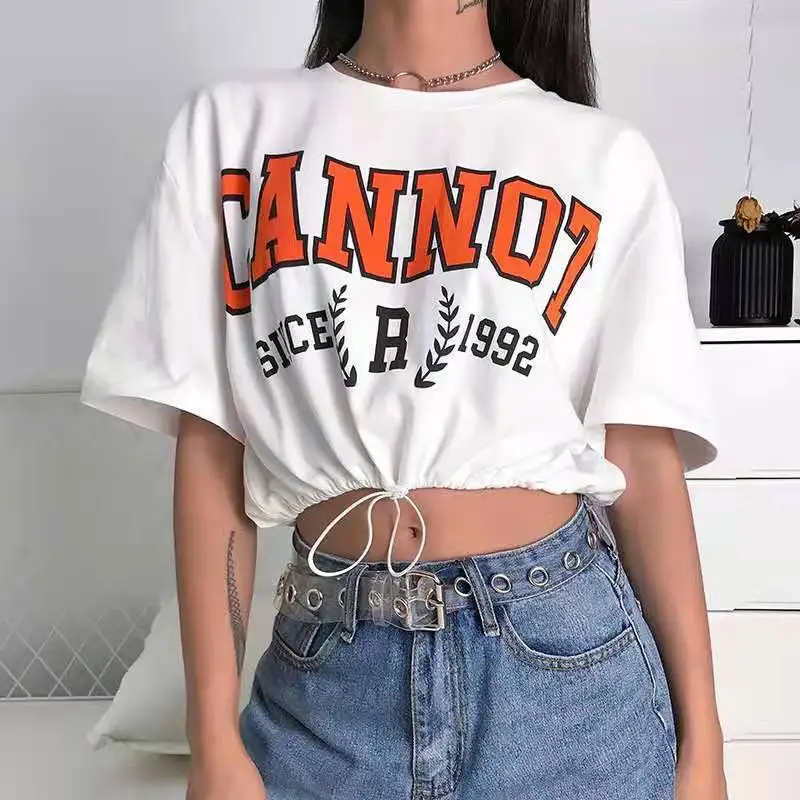Preppy Style Letter Printed Crop Tops Women Summer Y2k Drawstring Street Fashion Short Sleeve T-shirts 2023 Indie Casual Tops
Preppy Style Letter Printed Crop Tops Women Summer Y2k Drawstring Street Fashion Short Sleeve T-shirts 2023 Indie Casual Tops