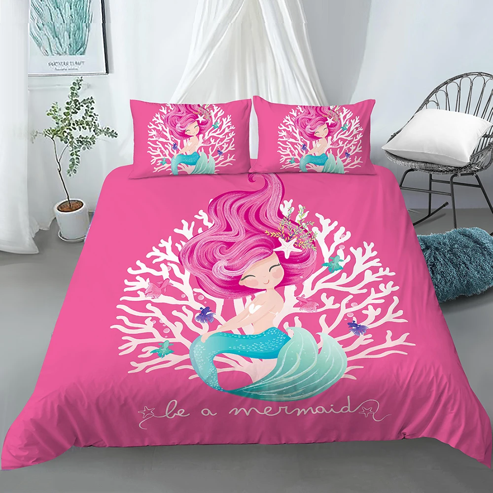 Bedding Set Crib Duvet Cover Cartoon Mermaid Girls Princess King Queen Twin 2/3pcs Polyester Quilt Cover for Baby Kids Children
Bedding Set Crib Duvet Cover Cartoon Mermaid Girls Princess King Queen Twin 2/3pcs Polyester Quilt Cover for Baby Kids Children