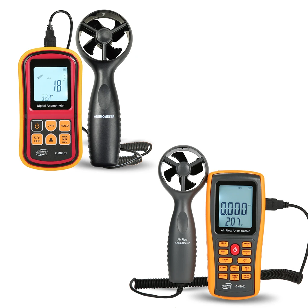 Digital Anemometer Handheld Wind Speed MeterGM8901 for Measuring Wind Speed Temperature and Wind Chill with Backlight LCD 45m/s
Digital Anemometer Handheld Wind Speed MeterGM8901 for Measuring Wind Speed Temperature and Wind Chill with Backlight LCD 45m/s