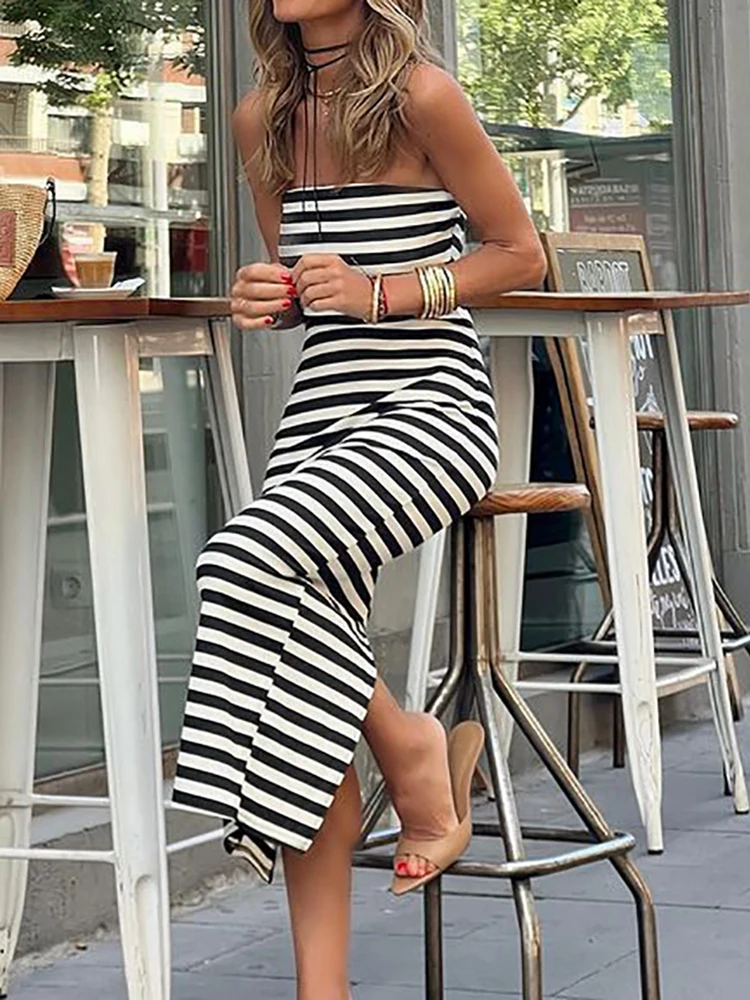 2023 Sheath Dress Women Summer Loungewear Striped Fashion Maxi Dress Holiday Sleeveless Slim Fit Ladies Party Dress Streetwear
2023 Sheath Dress Women Summer Loungewear Striped Fashion Maxi Dress Holiday Sleeveless Slim Fit Ladies Party Dress Streetwear