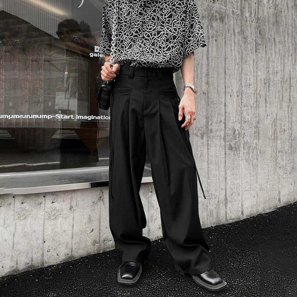 2023 Spring Summer Fashion Pleated Design Wide Leg Pants Men Lazy Loose High Waist Casual Trousers Male Solid Long Suit Pants
2023 Spring Summer Fashion Pleated Design Wide Leg Pants Men Lazy Loose High Waist Casual Trousers Male Solid Long Suit Pants