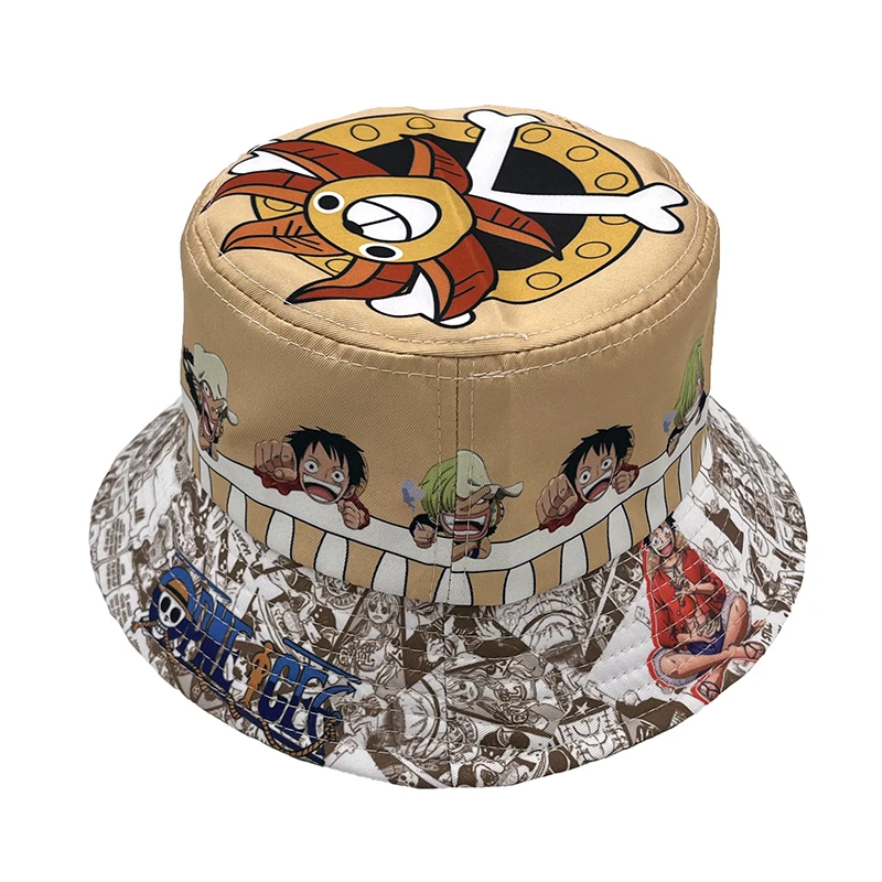 One Piece Bucket Hat Panama Cap The Pirate King Anime Luffy Harajuku Women Men Cotton Outdoor Sunscreen Wide Brim Hats Caps 
One Piece Bucket Hat Panama Cap The Pirate King Anime Luffy Harajuku Women Men Cotton Outdoor Sunscreen Wide Brim Hats Caps