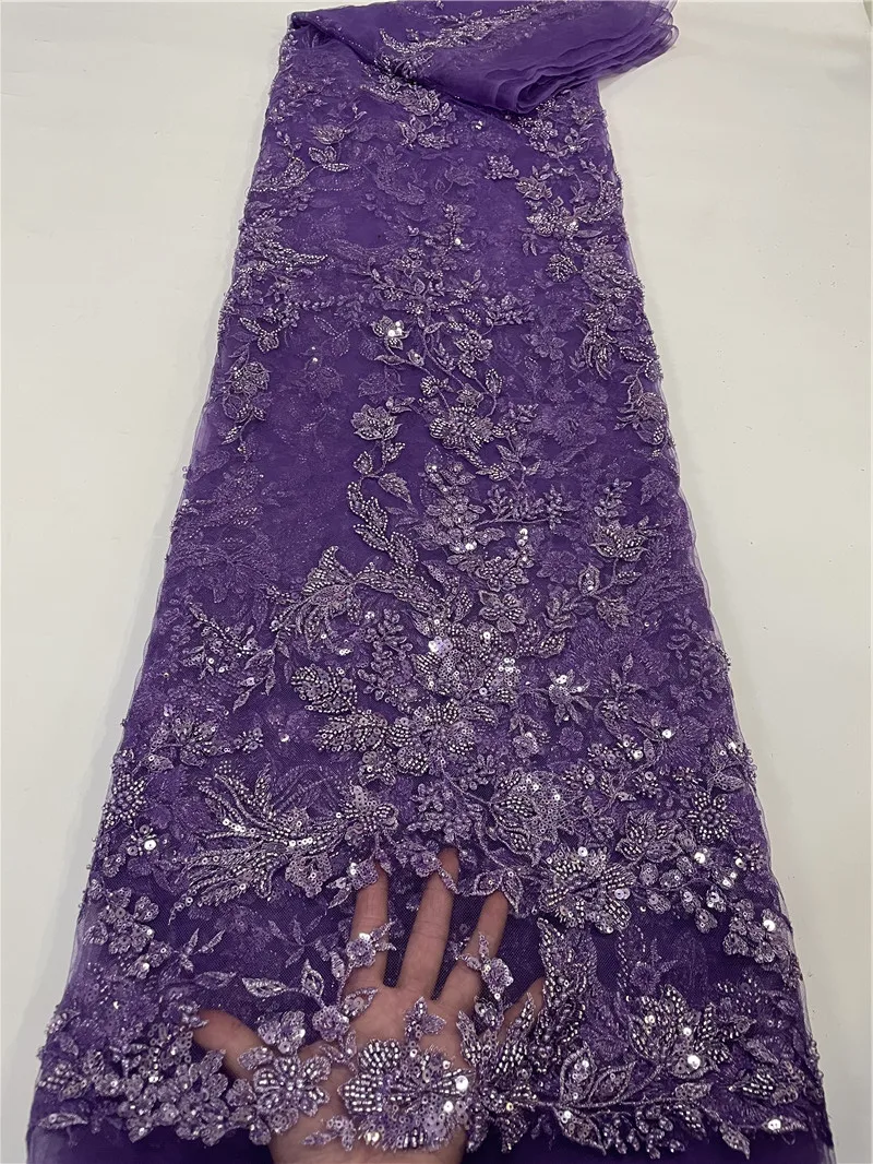 High-End Handmade Beaded Lace Fabric Purple Embroidery Beads Nigerian 3D Embroidery Mesh Lace Fabric For Wedding Dresses
High-End Handmade Beaded Lace Fabric Purple Embroidery Beads Nigerian 3D Embroidery Mesh Lace Fabric For Wedding Dresses